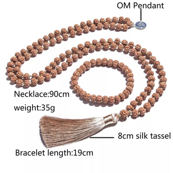 Japa mala rudraksha dorado 108 cuentas