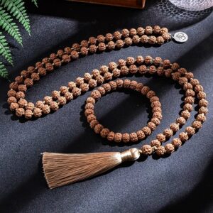 Japa mala rudraksha dorado 108 cuentas