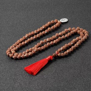 Japa mala rudraksha rojo 108 cuentas