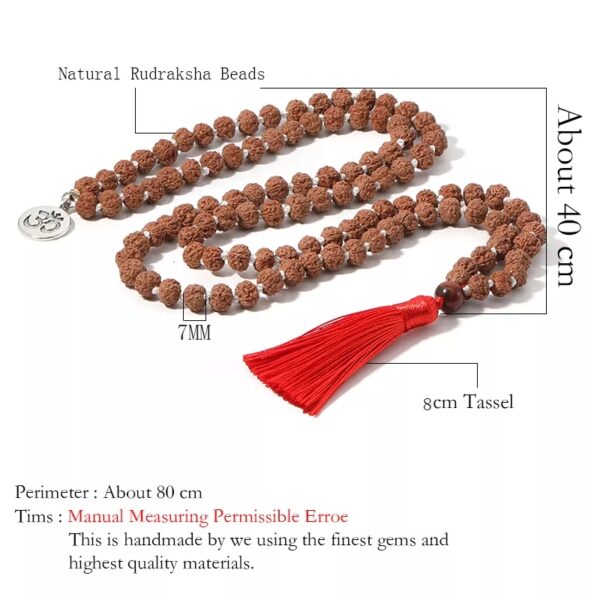 Japa mala rudraksha rojo 108 cuentas