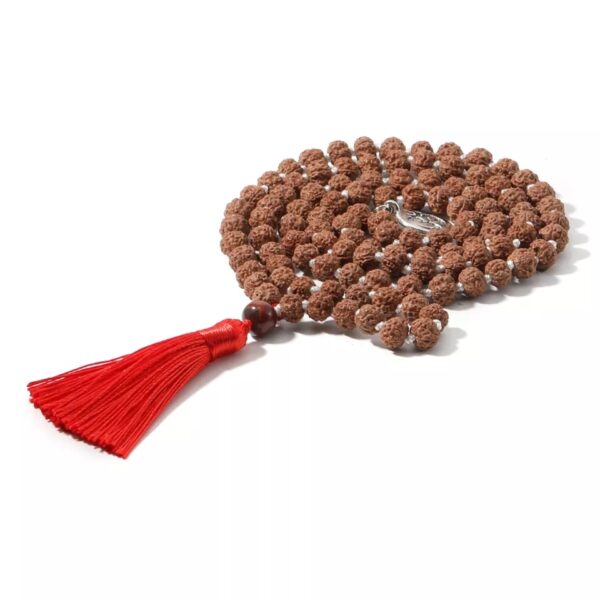 Japa mala rudraksha rojo 108 cuentas