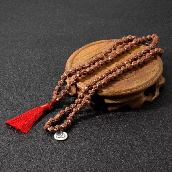 Japa mala rudraksha rojo 108 cuentas