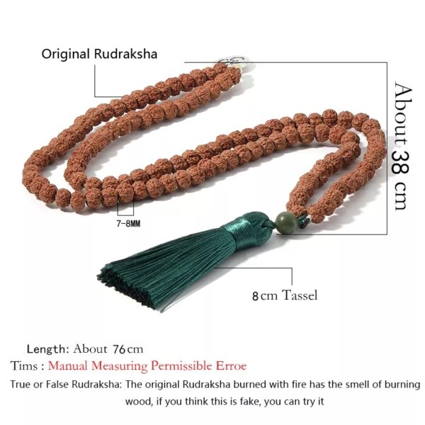 Japa mala rudraksha verde 108 cuentas