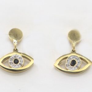 Pendientes acero ojo y cristal