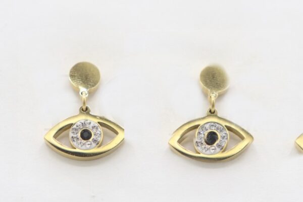 Pendientes acero ojo y cristal