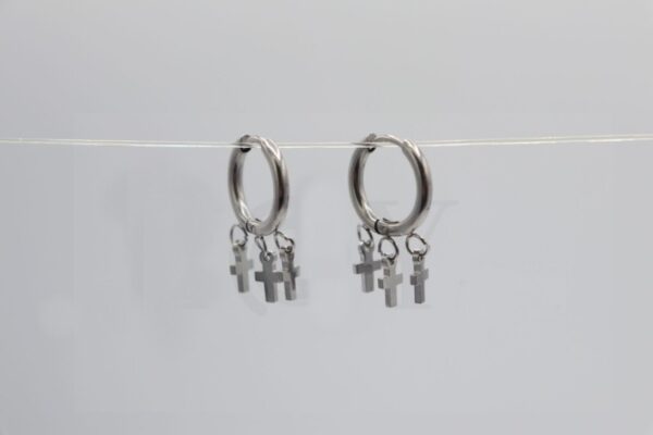 Pendientes acero 3 cruces