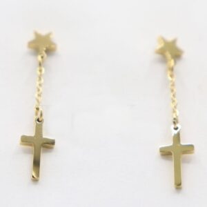 Pendientes acero cruz y estrella